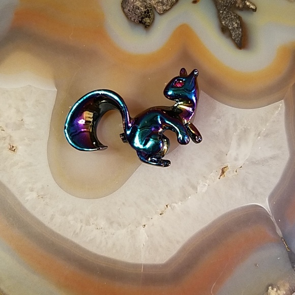 Costume Jewelry - Shiney & colorful squirrel brooch GUC